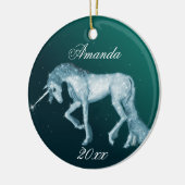 Green Unicorn Fantasy Keramisch Ornament (Links)