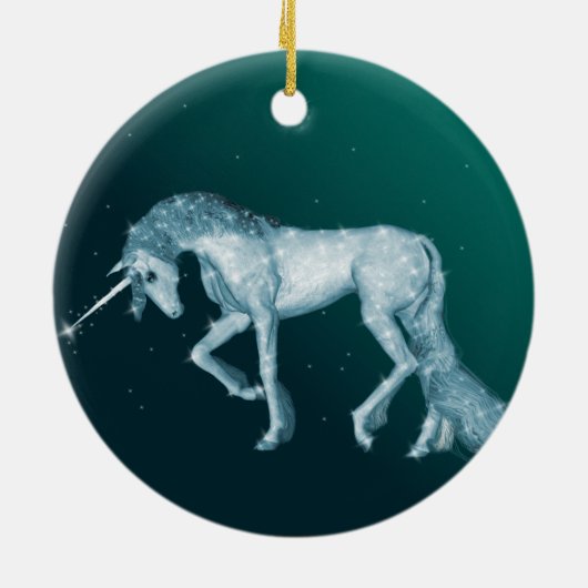 Green Unicorn Fantasy Keramisch Ornament (Achterkant)