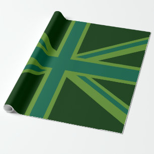 Green Union Jack Flag Decor Cadeaupapier