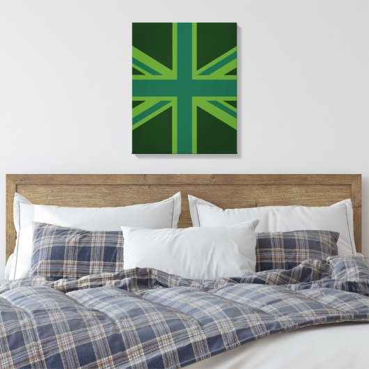 Green Union Jack Flag Decor Canvas Afdruk (Insitu (Slaapkamer))