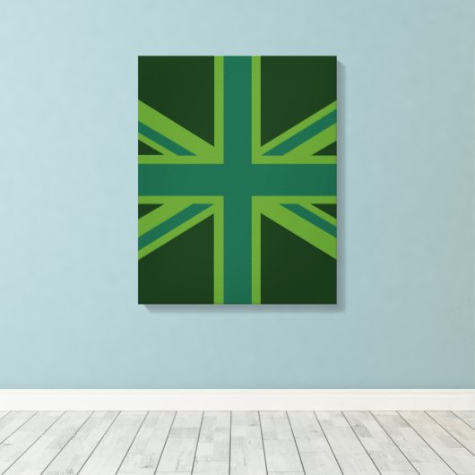 Green Union Jack Flag Decor Canvas Afdruk (Insitu (Houten vloer))