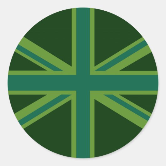 Green Union Jack Flag Decor Ronde Sticker (Voorkant)