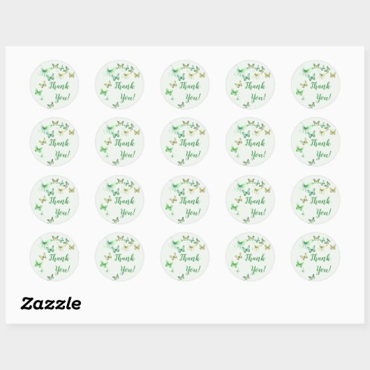 Green Unisex Butterfly Baby shower Bedankt Ronde Sticker (Vel)