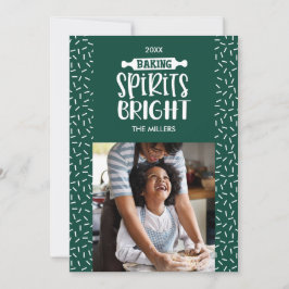 Green | Vakantie Bakken Geesten Bright Foto Feestdagenkaart