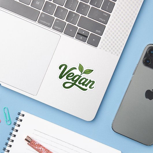 Green Vegan Sticker (Laptop met iPhone)
