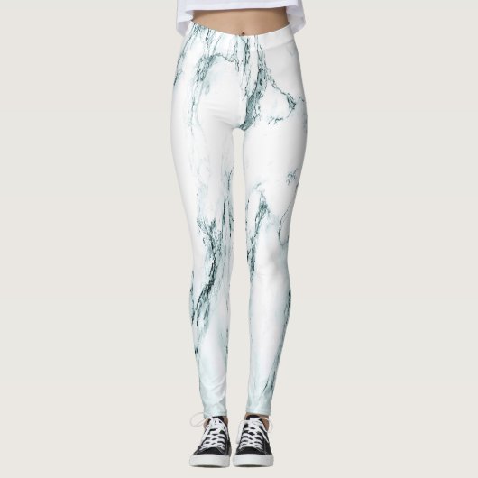 Green Vein Marble Kijk Leggings (Voorkant)