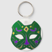 Green Venetian Cat Mask Design Sleutelhanger (Voorkant)