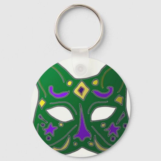 Green Venetian Cat Mask Design Sleutelhanger (Achterkant)