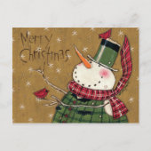 Green Vested Snowman Briefkaart (Voorkant)