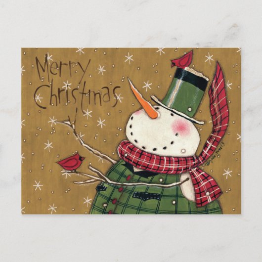 Green Vested Snowman Briefkaart (Voorkant)