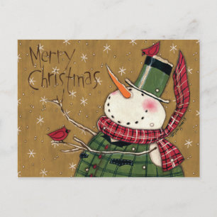 Green Vested Snowman Briefkaart