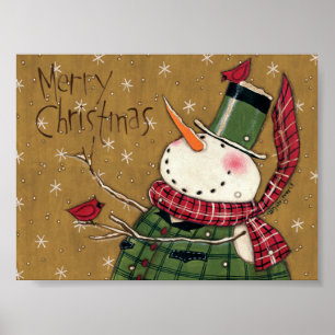 Green Vested Snowman Poster