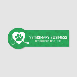 Green Veterinarian Paw Heart Stethescope Pet Naamplaatje