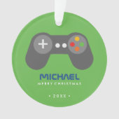 Green Video Game Controller Kinder Kerstmis Ornament (voorkant)