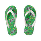 Green Video Game Nostalgia Kinder Teenslippers (Voetbed)
