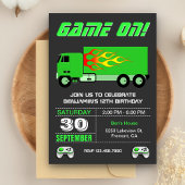 Green Video Game Truck Birthday Party Kaart