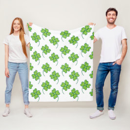 Green Vier Leaf Clover Fleece Deken