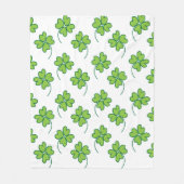 Green Vier Leaf Clover Fleece Deken (Voorkant)