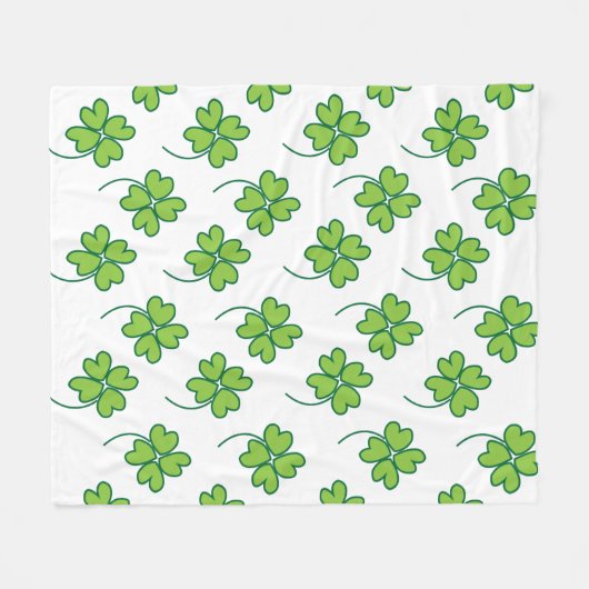 Green Vier Leaf Clover Fleece Deken (Voorkant (Horizontaal))