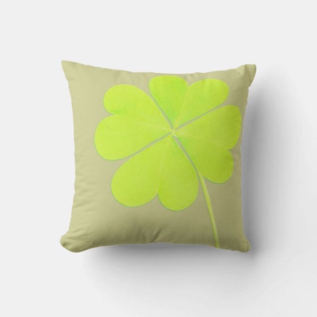 Green Vier Leaf Clover Kussen (Voorkant)