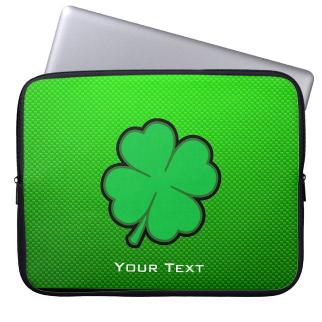 Green Vier Leaf Clover Laptop Sleeve (Voorkant)