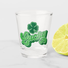 Green Vier Leaf Clover Lucky Shot Glass Glas