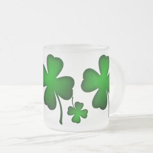 Green Vier Leaf Clover Matglas Koffiemok (Voorkant rechts)