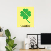 Green Vier Leaf Clover Poster (Thuiskantoor)