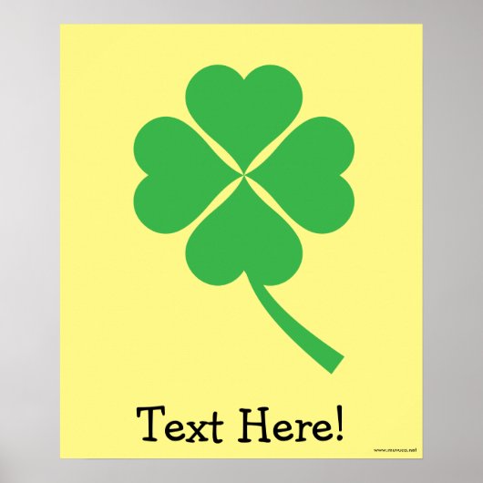 Green Vier Leaf Clover Poster (Voorkant)