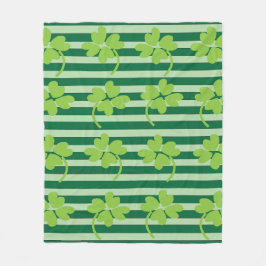 Green Vier Leaf Clover Shamrock St Patricks Day Fleece Deken
