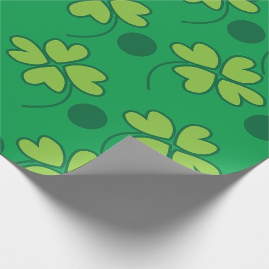 Green Vier Leaf Clover St Patricks Day Cadeaupapier (Hoek)