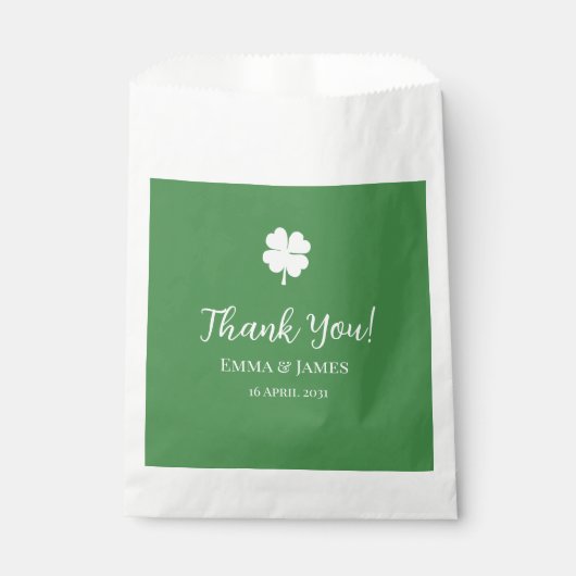 Green Vier Leaf Clover St Patricks Day Hartelijk d Bedankzakje (Voorkant)