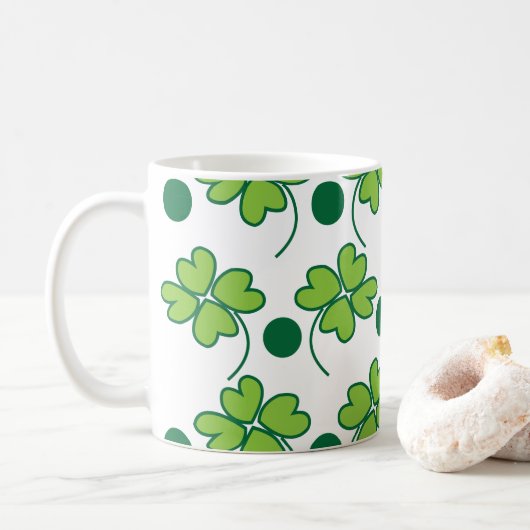 Green Vier Leaf Clover St Patricks Day Koffiemok (Met donut)