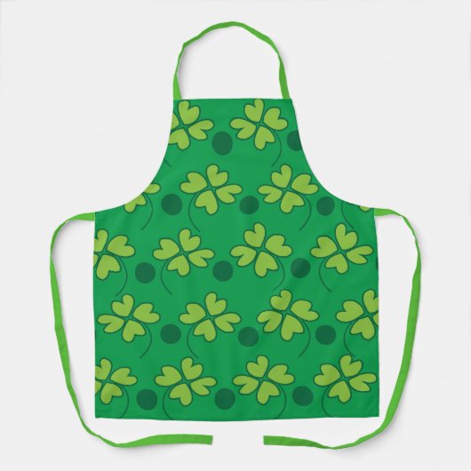 Green Vier Leaf Clover St Patricks Day Schort (Voorkant)
