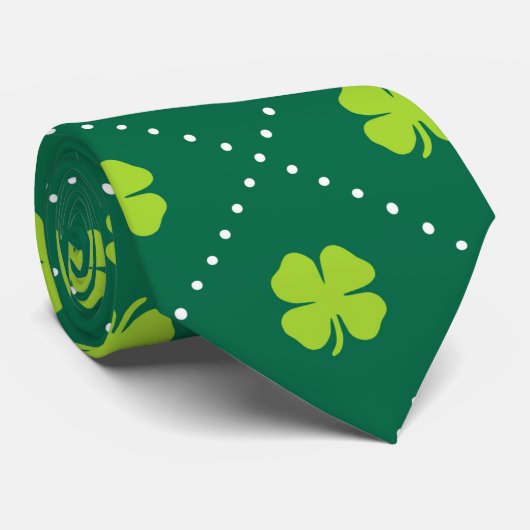 Green Vier Leaf Clover Stropdas (Opgerold)