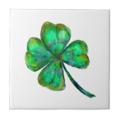 Green Vier Leaf Clover Tegeltje (Voorkant)