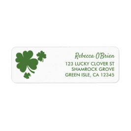 Green Vier Leaf Shamrock Clover Return-adres Etiket