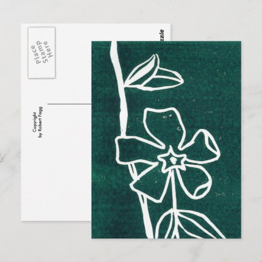"Green Vinca" Floral Briefkaart (Voorkant / Achterkant)