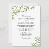 Green Vine Fern Leaf Wedding Invitation Kaart (Voorkant)