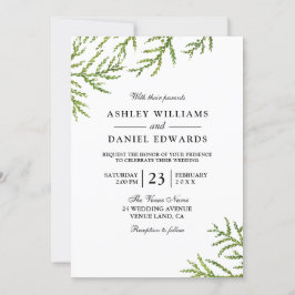 Green Vine Fern Leaf Wedding Invitation Kaart
