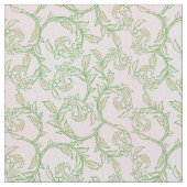 Green Vine Pattern Decorative Textile Fabric Stof (Close Up)