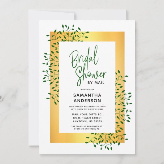 Green Vines Gold Script-Vrijgezellenfeest Kaart (Voorkant)