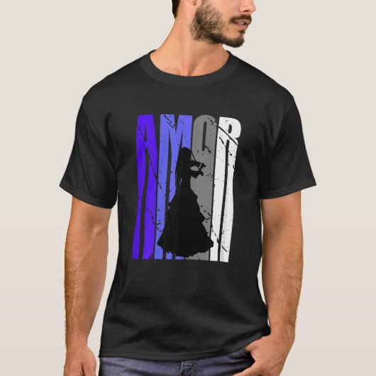 Green Violin Distressed Amor Violinist Inspiration T-shirt (Voorkant)