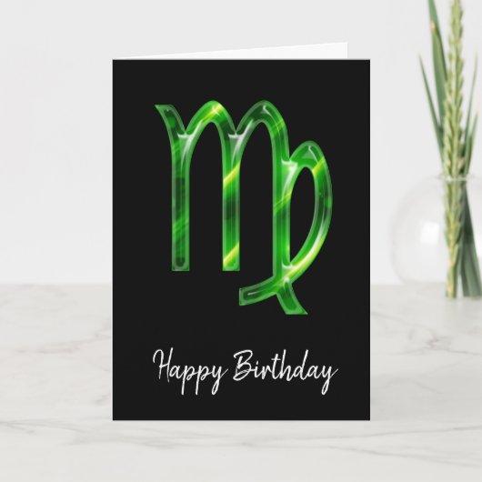 Green Virgo Sign Birthday Kaart (Voorkant)