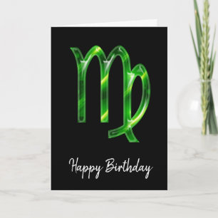 Green Virgo Sign Birthday Kaart