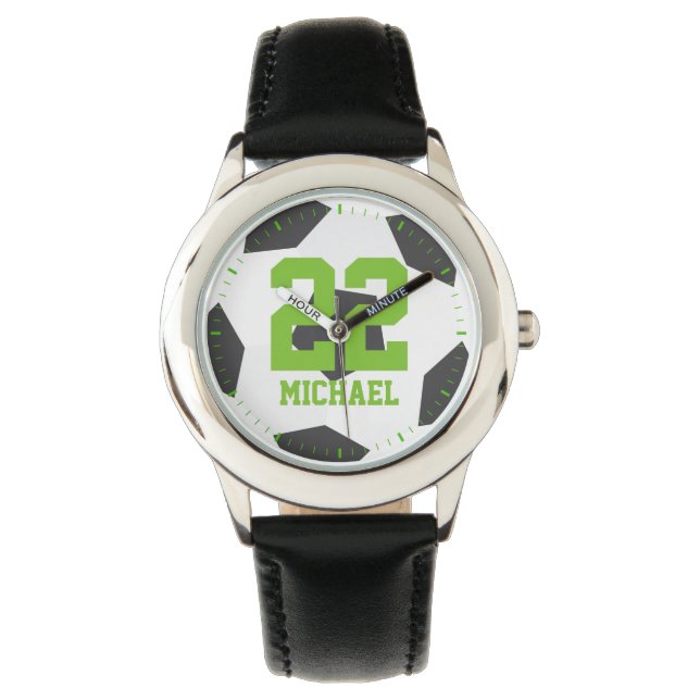 Green Voetbal Jersey Number Horloge (Voorkant)