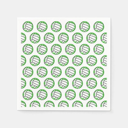 Green Volleyball Paper Cocktail Servet (Voorkant)