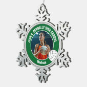 Green Volleyball Player Photo High School Tin Sneeuwvlok Ornament (Rechts)