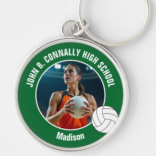 Green Volleyball Player Photo Keepsake Sleutelhanger (Voorkant)