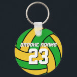 Green Volleyball Sports Team Brazilië Sleutelhange Sleutelhanger<br><div class="desc">Een coole en kleurrijke sleutelhanger voor sportthema's als cadeau voor familie en vrienden. Volleyball sleutelhanger met gepersonaliseerde naam en spelernummer. Een geweldig souvenir voor volleybalcoach,  kapitein en spelers.</div>